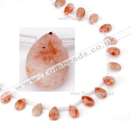 CSS06 10*15mm flat teardrop natural indian sunstone beads