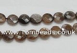 CSS104 15.5 inches 8mm faceted coin natural sunstone beads wholesale