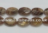 CSS107 15.5 inches 10*14mm faceted oval natural sunstone beads wholesale