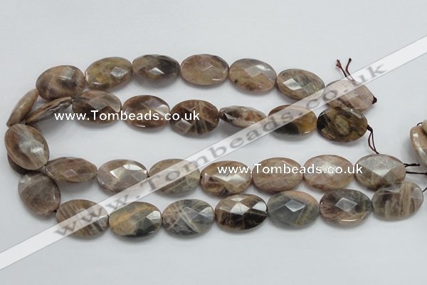 CSS108 15.5 inches 18*25mm faceted oval natural sunstone beads wholesale