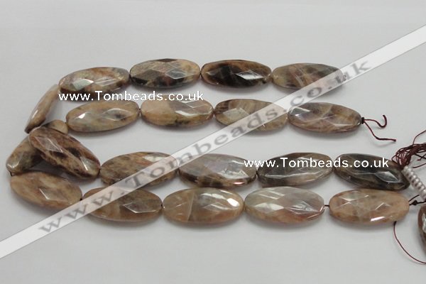 CSS110 15.5 inches 20*40mm faceted oval natural sunstone beads wholesale