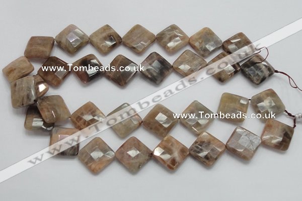 CSS112 15.5 inches 20*20mm faceted diamond natural sunstone beads