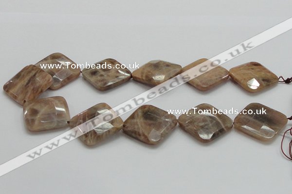 CSS113 15.5 inches 30*30mm faceted diamond natural sunstone beads