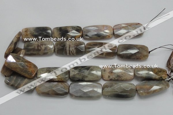 CSS116 15.5 inches 20*40mm faceted rectangle natural sunstone beads