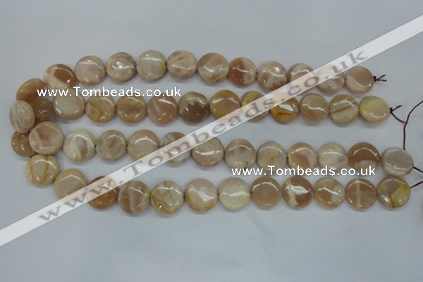 CSS228 15.5 inches 16mm flat round natural sunstone beads