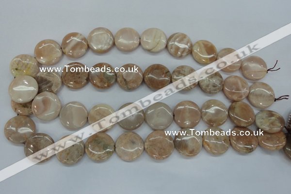 CSS239 15.5 inches 20mm flat round natural sunstone beads