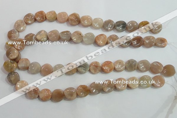 CSS255 15.5 inches 14mm twisted coin natural sunstone beads