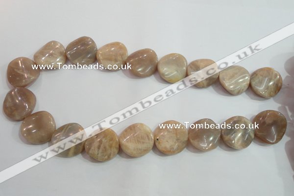 CSS256 15.5 inches 20mm twisted coin natural sunstone beads