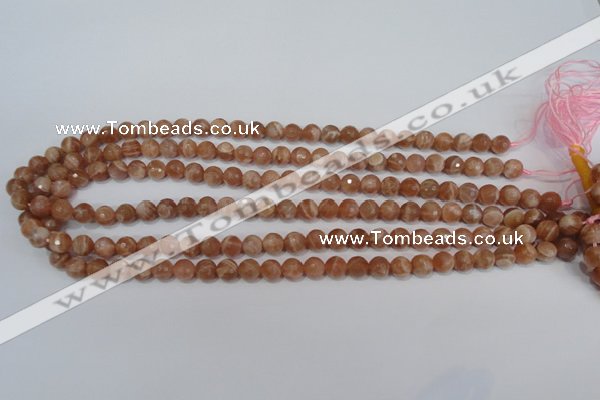 CSS502 15.5 inches 7mm faceted round natural golden sunstone beads