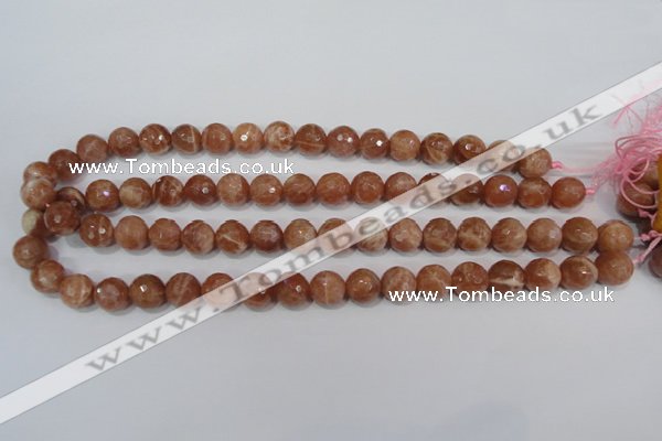 CSS506 15.5 inches 11mm faceted round natural golden sunstone beads