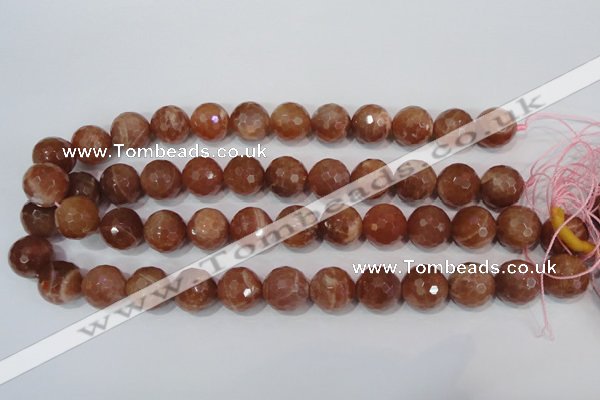 CSS509 15.5 inches 16mm faceted round natural golden sunstone beads