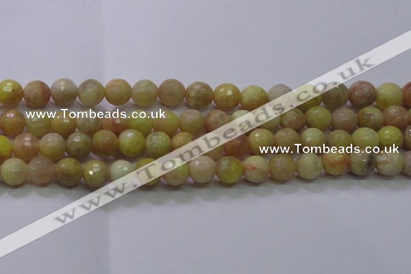 CSS613 15.5 inches 10mm faceted round yellow sunstone gemstone beads