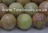 CSS617 15.5 inches 18mm faceted round yellow sunstone gemstone beads