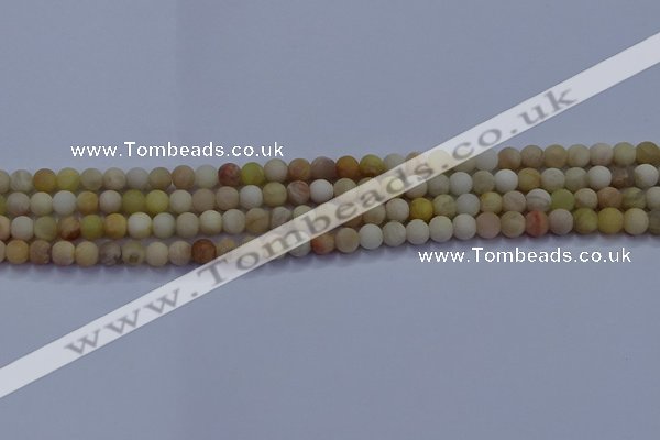 CSS620 15.5 inches 4mm round matte yellow sunstone gemstone beads