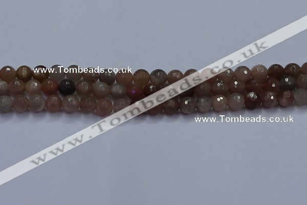 CSS642 15.5 inches 8mm faceted round sunstone gemstone beads