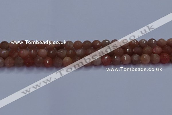 CSS672 15.5 inches 8mm faceted round sunstone gemstone beads