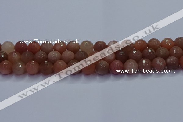 CSS674 15.5 inches 12mm faceted round sunstone gemstone beads wholesale