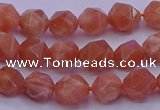 CSS681 15.5 inches 6mm faceted nuggets natural sunstone beads