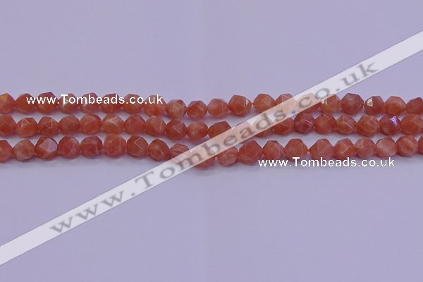 CSS681 15.5 inches 6mm faceted nuggets natural sunstone beads