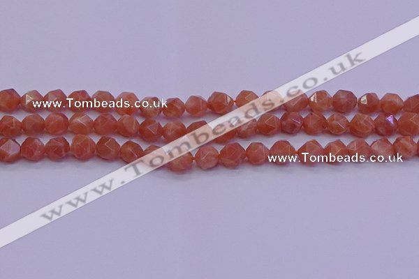 CSS682 15.5 inches 8mm faceted nuggets natural sunstone beads