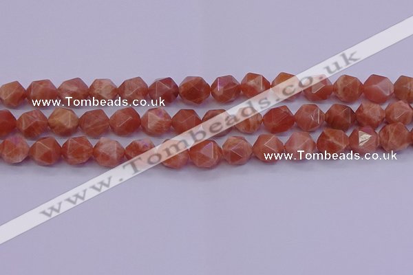 CSS684 15.5 inches 12mm faceted nuggets natural sunstone beads