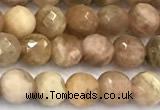 CSS820 15 inches 6mm faceted round sunstone beads