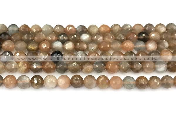 CSS826 15 inches 8mm faceted round sunstone beads