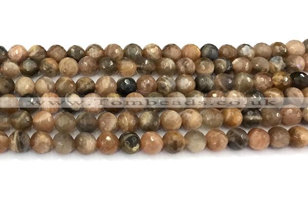 CSS831 15 inches 8mm faceted round sunstone beads