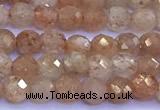 CSS837 15 inches 4mm faceted round golden sunstone beads