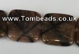 CST44 15.5 inches 25*25mm square staurolite gemstone beads wholesale