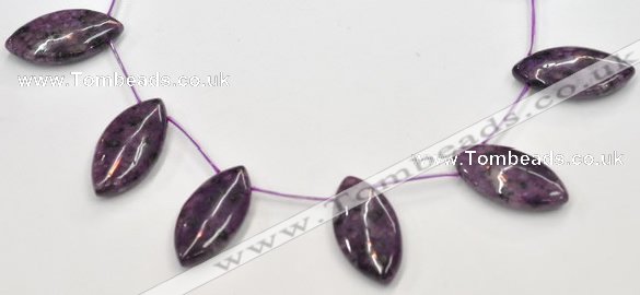 CSU23 20*40mm flat rice AB grade dyed natural sugilite beads