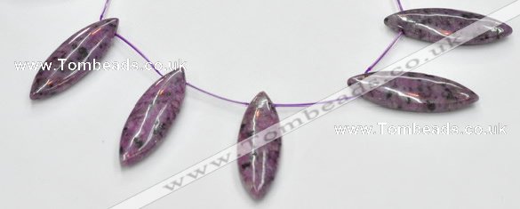 CSU25 AB grade 20*60mm flat rice dyed natural sugilite beads