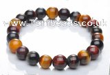 CTB01 6 inch 8mm round mixed color tiger eye bracelet Wholesale