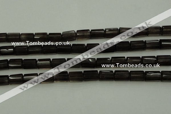 CTB100 15.5 inches 8*12mm faceted tube smoky quartz beads