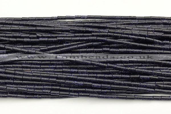 CTB1011 15 inches 2*4mm tube blue goldstone beads