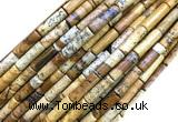 CTB1068 15 inches 4*13mm tube picture jasper beads wholesale