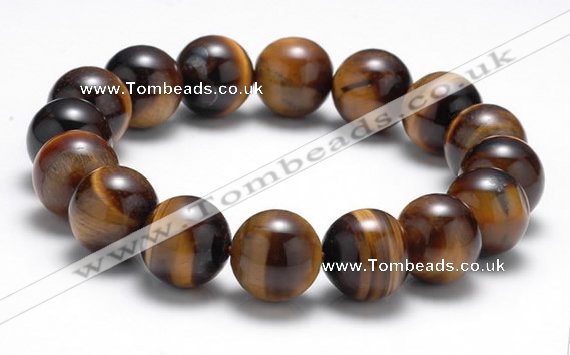 CTB12 8 inches 12mm round yellow tiger eye stretch bracelet