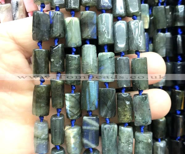 CTB1213 15 inches 8*12mm - 8*14mm faceted tube labradorite beads