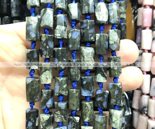 CTB1214 15 inches 8*12mm - 8*14mm faceted tube grey opal beads