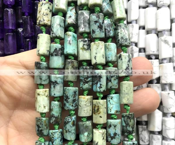 CTB1218 15 inches 8*12mm - 8*14mm faceted tube African turquoise beads