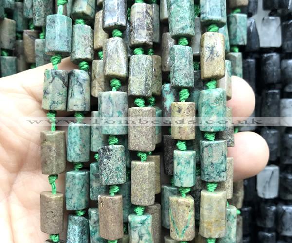 CTB1219 15 inches 8*12mm - 8*14mm faceted tube African jade beads