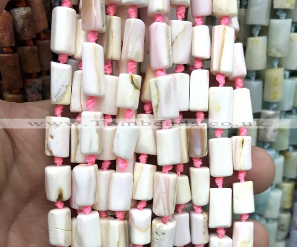 CTB1230 8*12mm - 8*14mm faceted tube pink queen conch shell beads