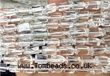 CTB1252 15 inches 6*10mm - 8*12mm faceted tube white crystal beads