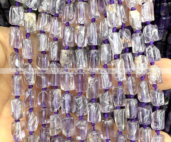CTB1253 15 inches 6*10mm - 8*12mm faceted tube light amethyst beads