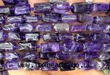 CTB1255 15 inches 6*10mm - 8*12mm faceted tube amethyst beads