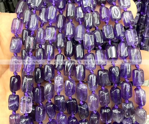 CTB1256 15 inches 6*8mm - 8*10mm faceted tube amethyst beads