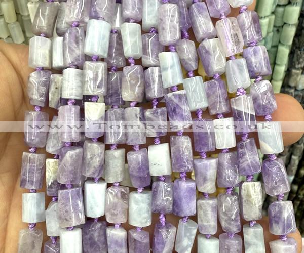 CTB1259 6*10mm - 8*12mm faceted tube lavender amethyst beads