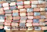 CTB1269 15 inches 6*10mm - 8*12mm faceted tube morganite beads