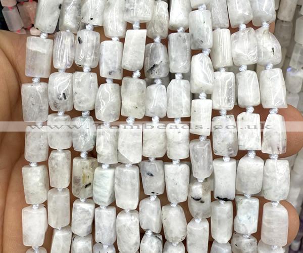 CTB1270 15 inches 6*10mm - 8*12mm faceted tube white moonstone beads
