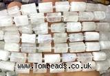CTB1271 15 inches 6*10mm - 8*12mm faceted tube white moonstone beads
